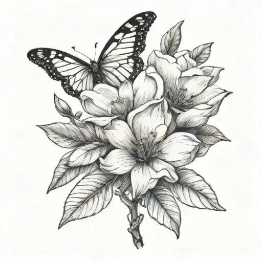 Magnolia And Butterfly
