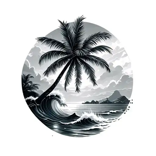 Palm Tree With Wave