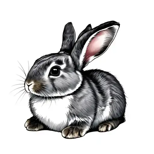 Curled Up Rabbit With A Design