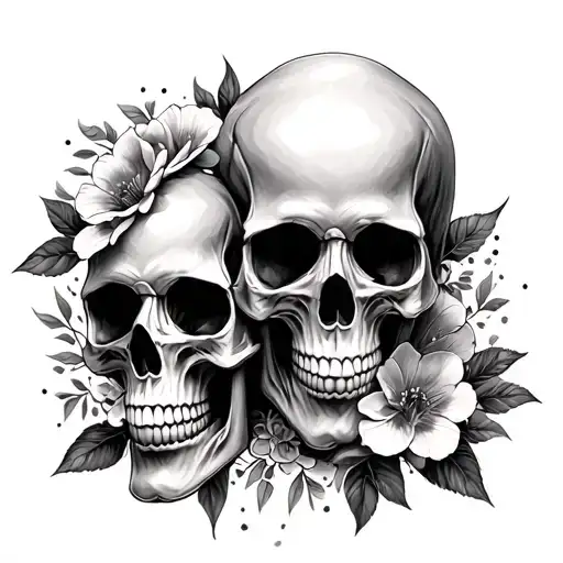 Love Flowers Skulls Time