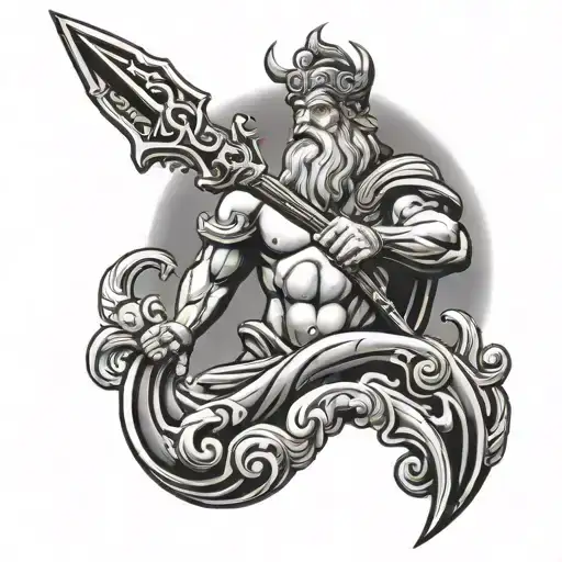 Poseidon Holding A Trident