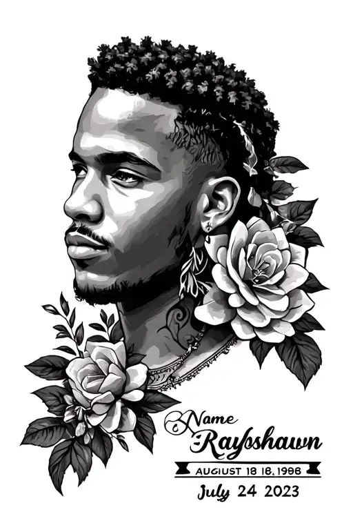 A Memorial Tattoo With The Name Rayshawn And The Dates August 18 1996 - July 24 2023