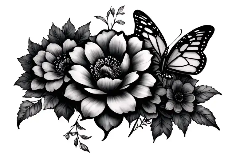 Flowers And Butterflies Intertwined