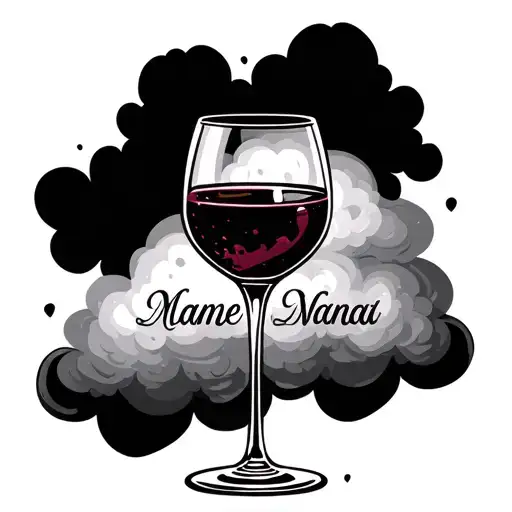 Wine Glass With Clouds Surrounding A Name Written