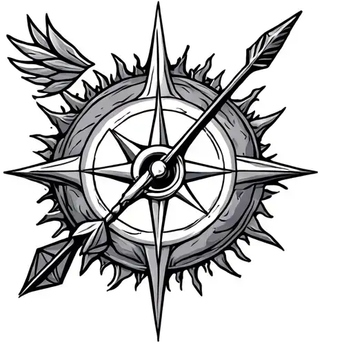 Sagitarius Sun And Arrow And Compass
