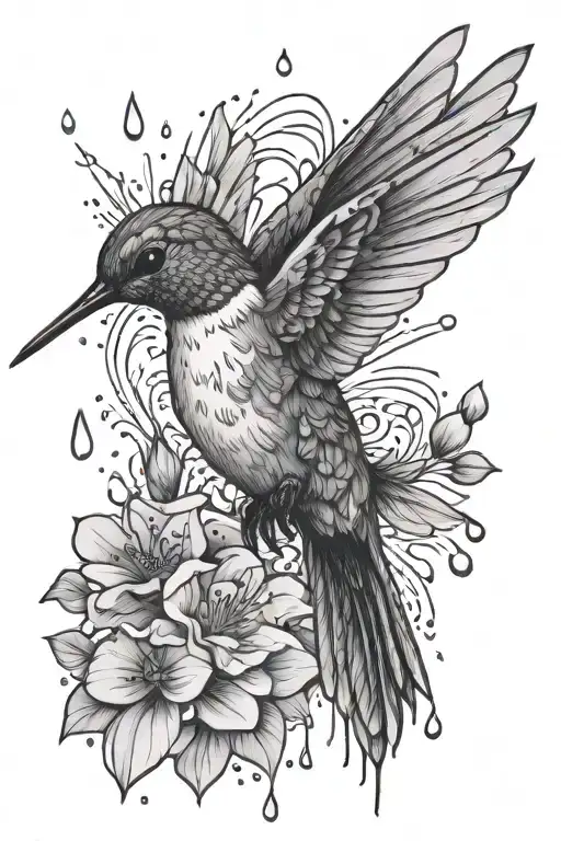 Hummingbird Surrounded By Rain