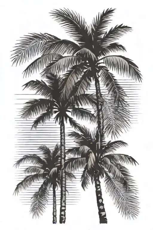 2 Coco Palm Trees With Hidden Inicials H And M