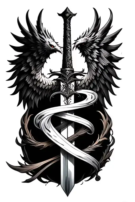 Phoenix Wrapped Around Sword