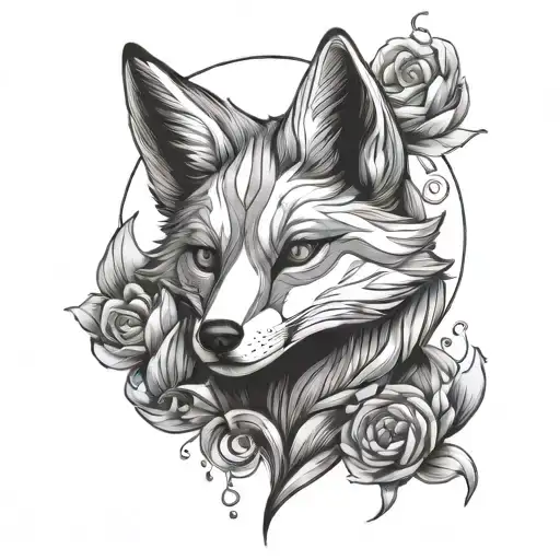 Minimalist And Female Kitsune Fox On Blackout