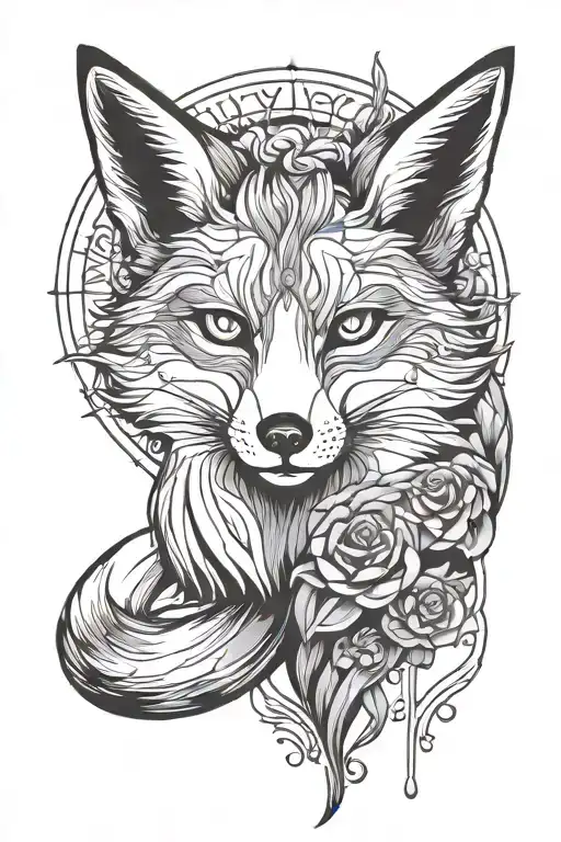 Minimalist And Female Kitsune Fox On Blackout