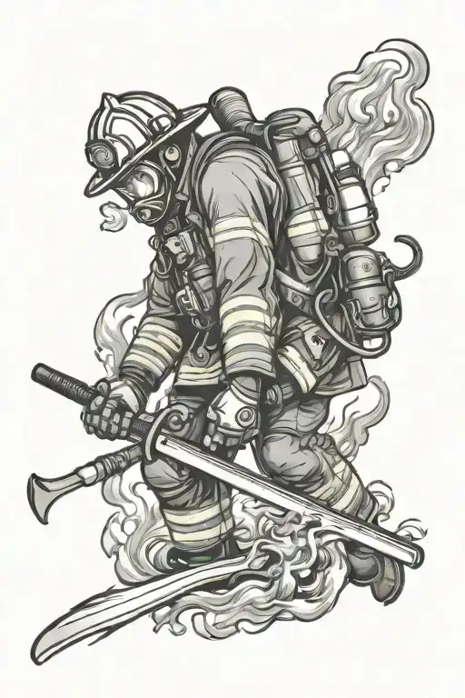 Firefighter Battling Flames