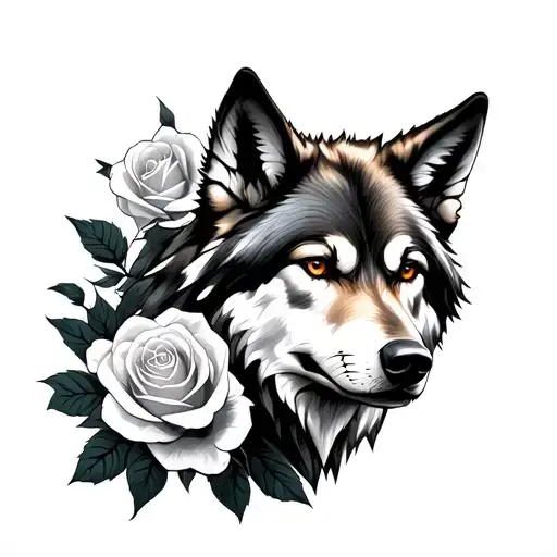 A Wolf And Roses