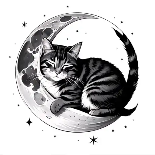 Cat Sleeping On The Moon