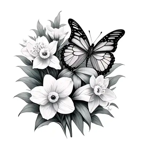 Butterflies With Daffodils