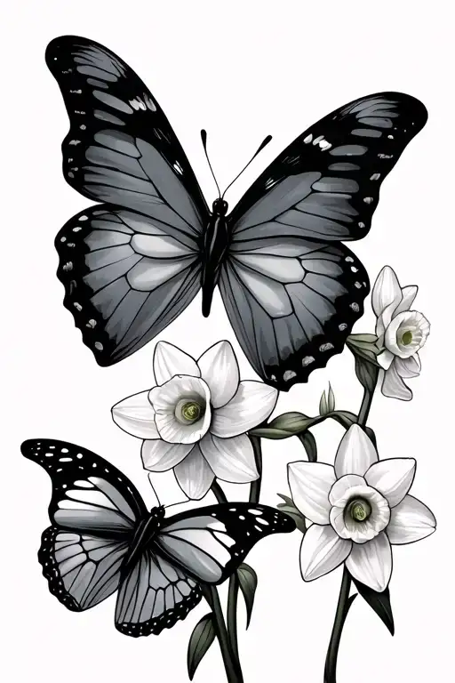 Butterflies With Daffodils