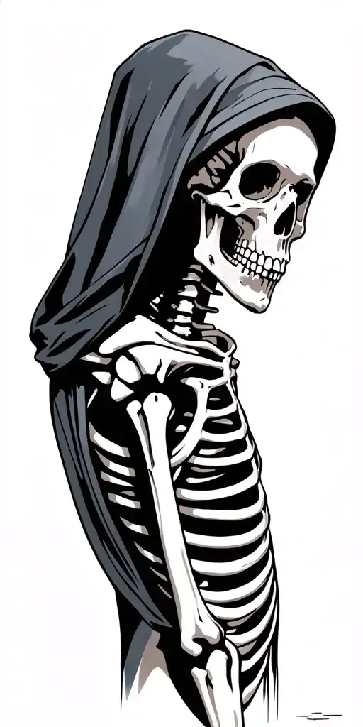 Hooded Skeleton Standing Profile