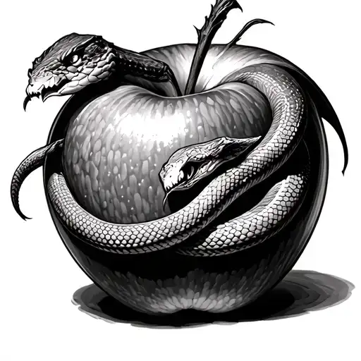 Snake The Demon Around An Apple