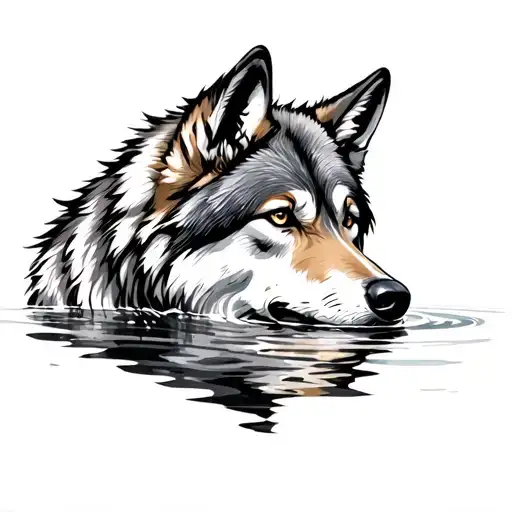 Wolf Looking Into Water
