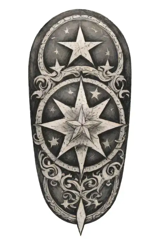 A Black And Grey Tattoo Of The Tennessee Tri Star