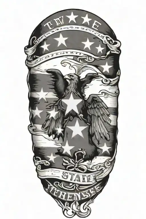 A Black And Grey Tattoo Of The Tennessee State Flag