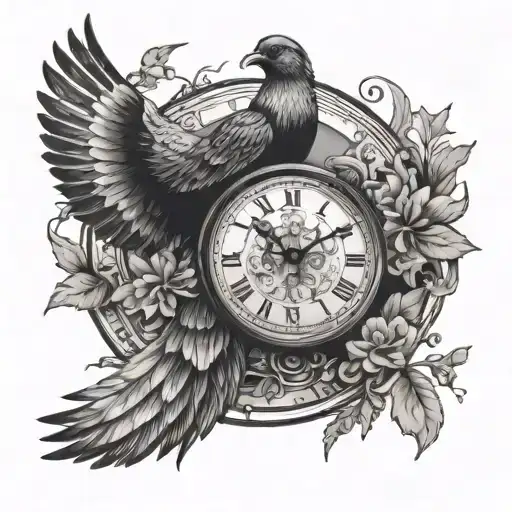 Clock With Pheasant Bird