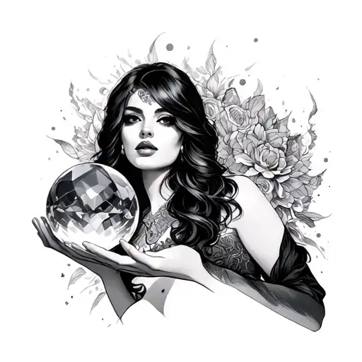 Sexy Woman Holding Crystal Ball