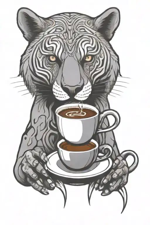 Comic Animal Drinking Coffee
