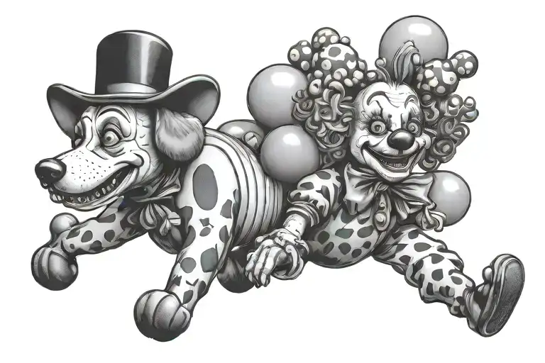 Female Clown Walking Her Balloon Dog