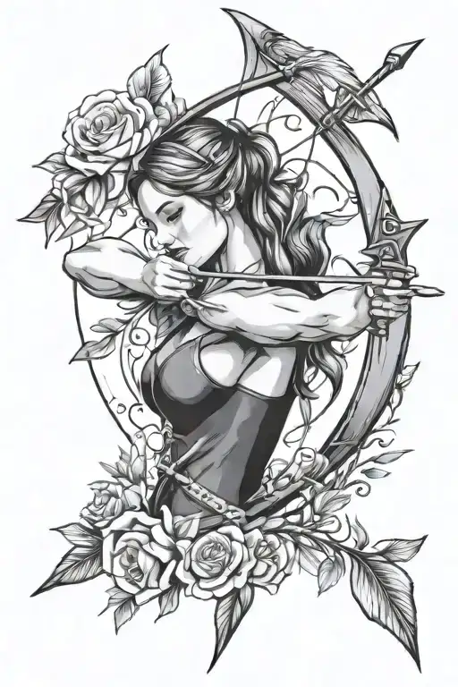 Bow And Arrow Motherhood Themed Tattoo Incorporating