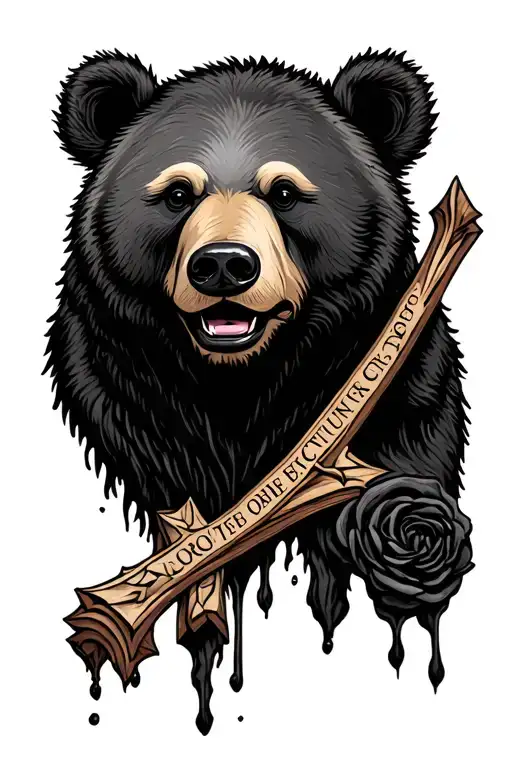 Cross With Bibble Verse With A Bear Face