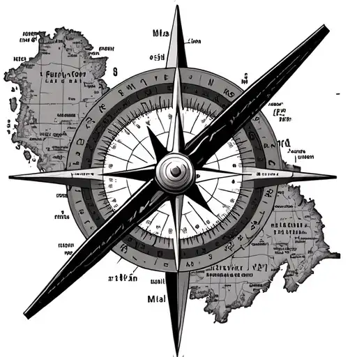 A321 Schematic Drawing With Compass And Map