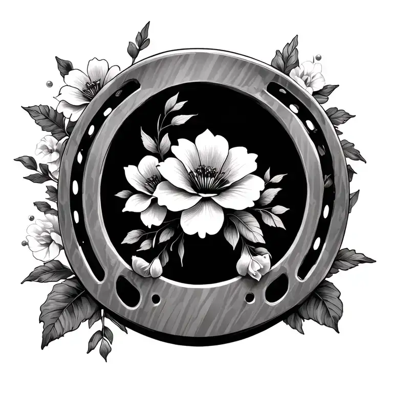Horseshoe And Flowers