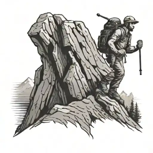 Hiker Climbing A Mountain