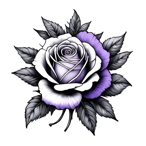 Rose And Violet Flower Intertwined