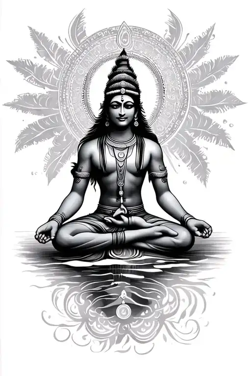 Shiva Meditating With Mahamruthunjaya Mantra Written