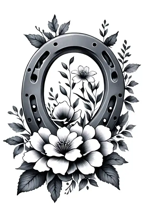 Horseshoe And Flowers