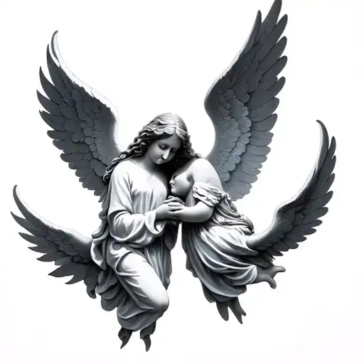 Heaven With 2 Angels Holding Hands