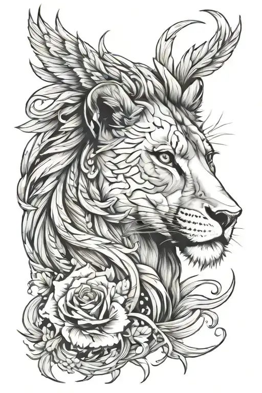 Lioness With A Phoenix And Semi Colon