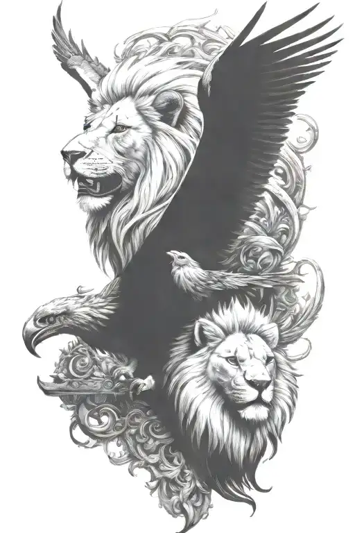 White Lion And Eagle