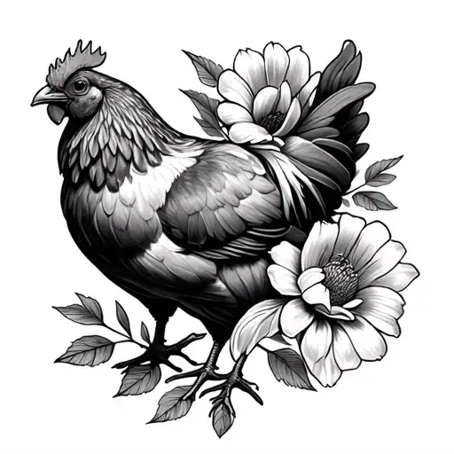 Chiken And Flower Surrounded