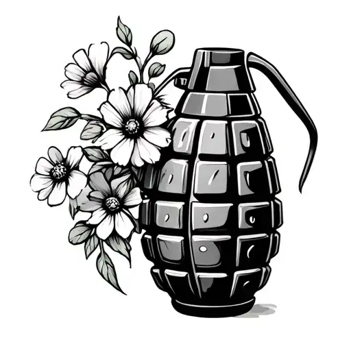 Grenade With Wild Flowers Growing