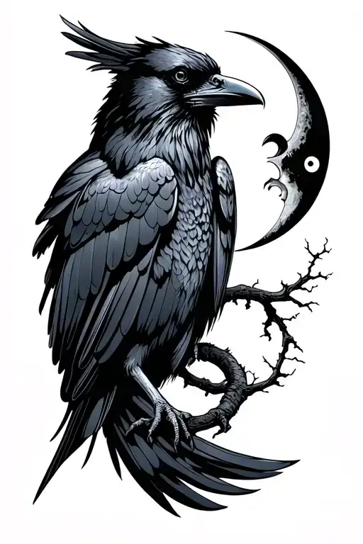 Raven With Moon Intertwined