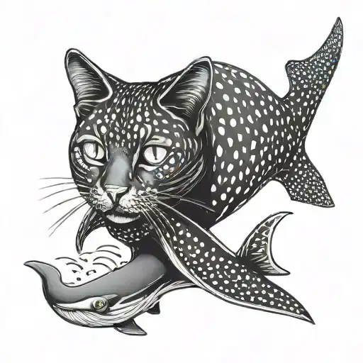 Black Cat With A Whale Shark