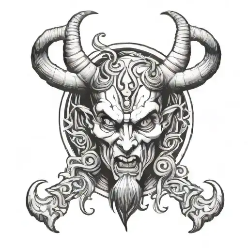 Devil Horns Holding A Halo