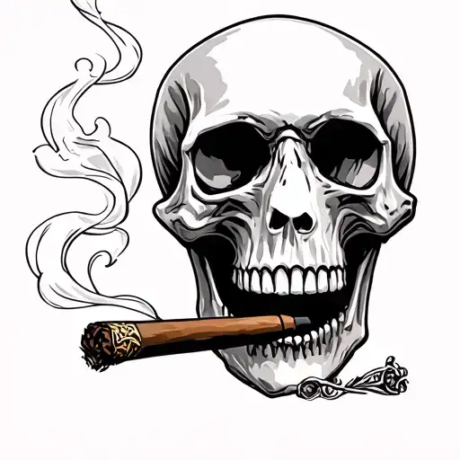 Skull Smoking Cigar
