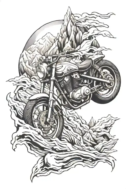 Motorcycle And Mountain