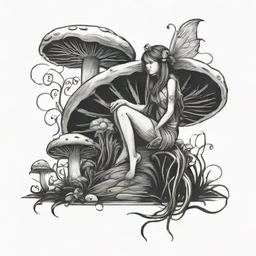 Fairy Sitting On A Mushroom