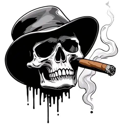 Skull Smoking Cigar