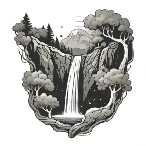 Waterfall Falling From A Starry Sky