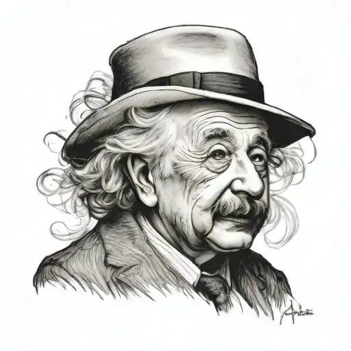 Albert Einstein With A Hat On Backwards
